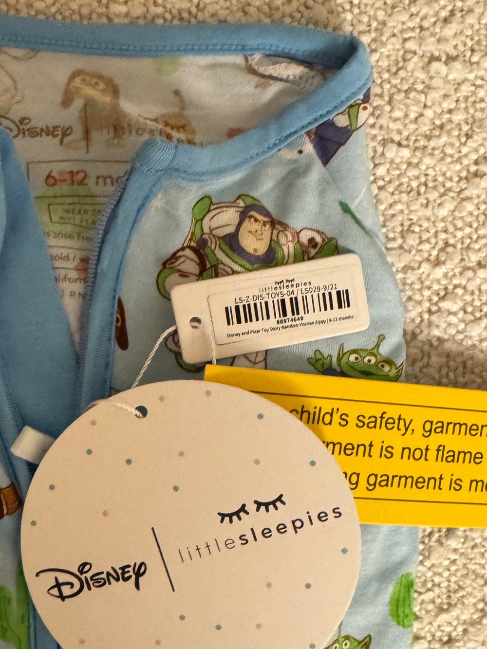 Disney Little Sleepies Toy Story OG blue pattern, NWT - Picture 2 of 5